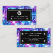 紫と青の人魚のモザイクパターン 名刺 (正面/裏面)