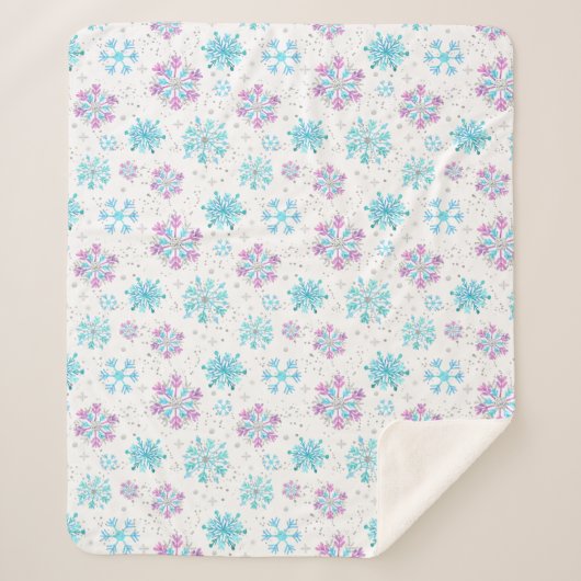 紫と青の冬の雪 シェルパブランケット (正面)