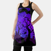 紫と青の墓地幽霊のよく出るハロウィーン エプロン (インサイチュ)