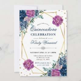 紫と青の夏の花のキンチャネラ 招待状