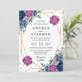 紫と青の夏の花フレーム結婚ズ 招待状 (スタンド正面)