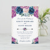 紫と青の夏結婚の花 招待状 (スタンド正面)