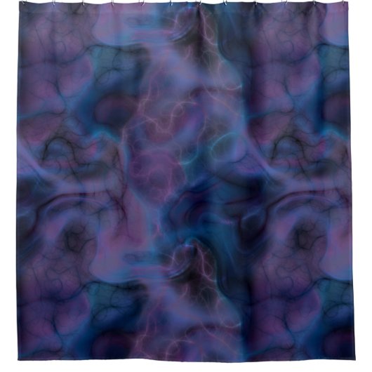 紫と青の大理石の抽象芸術 シャワーカーテン (正面)