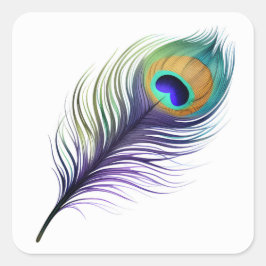 紫と青の孔雀の羽 スクエアシール