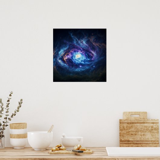 紫と青の宇宙のアイクラウド ポスター (キッチン)