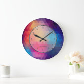 紫と青の幾何モダンパターン ラージ壁時計 (ホーム)