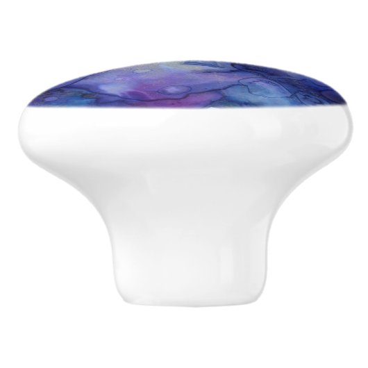紫と青の抽象芸術の水色の泥酔した渦巻き セラミックノブ (側面)