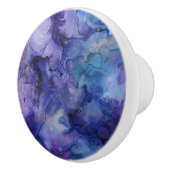 紫と青の抽象芸術の水色の泥酔した渦巻き セラミックノブ (右)