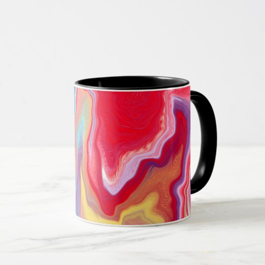 紫と青の抽象芸術アートマグ マグカップ (正面右)