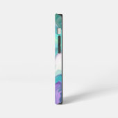 紫と青の抽象芸術フェイク大理石 iPhoneケース (左側面)