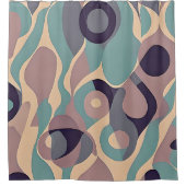 紫と青の抽象芸術波のミュート シャワーカーテン (正面)