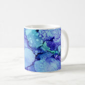 紫と青の抽象芸術絵画 コーヒーマグカップ (正面右)
