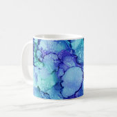 紫と青の抽象芸術絵画 コーヒーマグカップ (正面左)