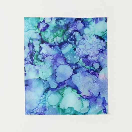 紫と青の抽象芸術絵画 タペストリー (正面)