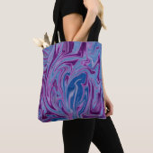 紫と青の抽象芸術絵画 トートバッグ (クローズアップ)