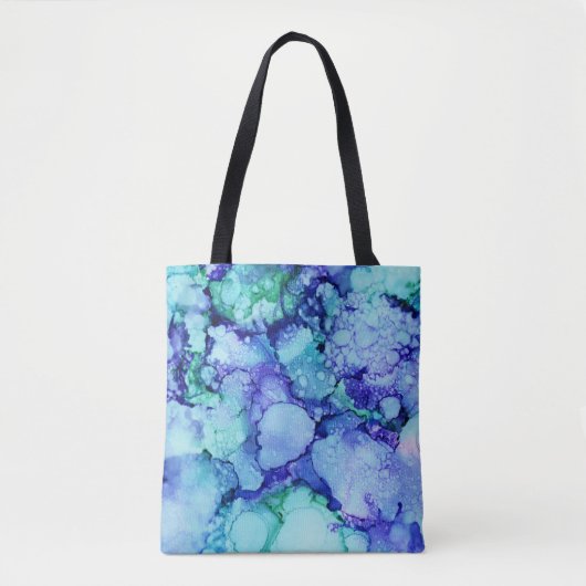 紫と青の抽象芸術絵画 トートバッグ (正面)