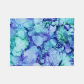 紫と青の抽象芸術絵画 フリースブランケット (正面(横))
