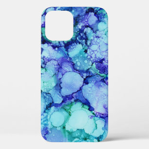 紫と青の抽象芸術絵画 iPhone 12ケース
