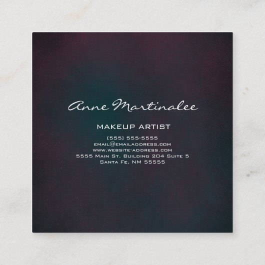 紫と青の抽象芸術 グランジ スクエア名刺 (裏面)