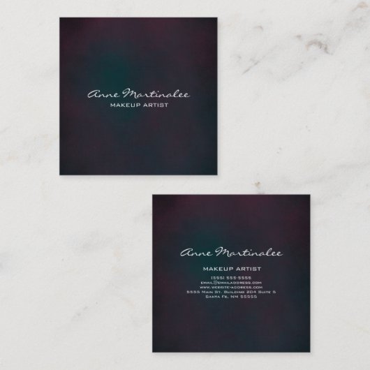 紫と青の抽象芸術 グランジ スクエア名刺 (正面/裏面)