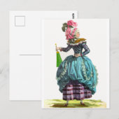 紫と青の摂政時代フランスのファッション画 ポストカード (正面/裏面)