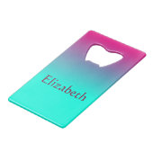 紫と青の放射美しい クレジットカード栓抜き (正面アングル)