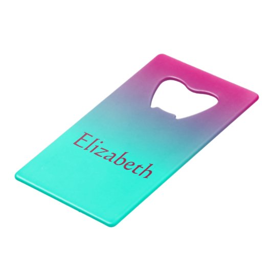 紫と青の放射美しい クレジットカード栓抜き (正面アングル)