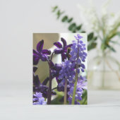 紫と青の春の花DIYはがき シーズンポストカード (スタンド正面)