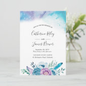 紫と青の春フローラ結婚式招待状 招待状 (スタンド正面)