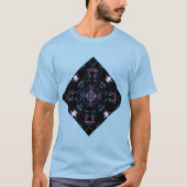 紫と青の曼荼羅の花 Tシャツ (正面)