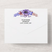 紫と青の水の色のフローラ結婚 オールインワン招待状 (裏面)