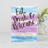 紫と青の水彩リモダンハーサルディナー 招待状 (スタンド正面)