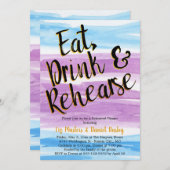 紫と青の水彩リモダンハーサルディナー 招待状 (正面/裏面)