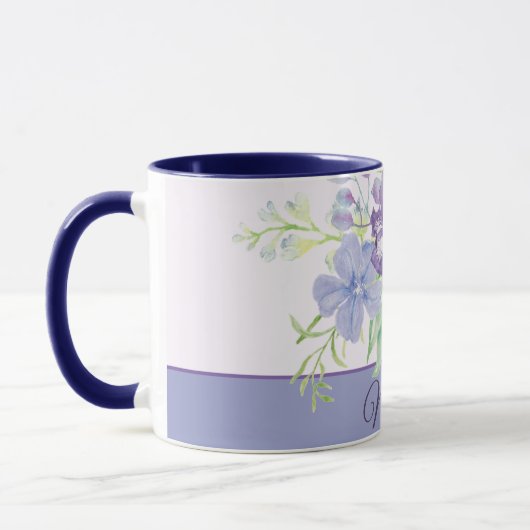 紫と青の水彩模様をカスタマイズ マグカップ (左)