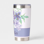 紫と青の水彩模様をカスタマイズ 保温保冷タンブラー (背面)