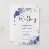 紫と青の水彩画のウェディング招待状 招待状 (正面)
