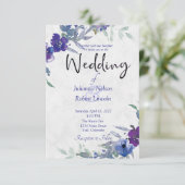 紫と青の水彩画のウェディング招待状 招待状 (スタンド正面)