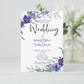 紫と青の水彩画の結婚式招待状 招待状 (スタンド正面)
