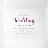 紫と青の水彩花のRSVP結婚式 三つ折り招待状 (内部中)