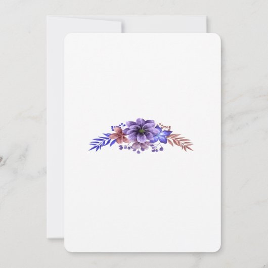 紫と青の水色のフローラバチェロレッテ 招待状 (裏面)