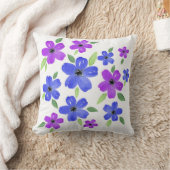 紫と青の水色のフローラモチーフ クッション (ブランケット)