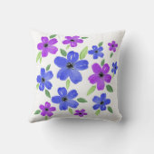 紫と青の水色のフローラモチーフ クッション (裏面)