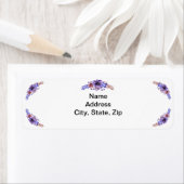 紫と青の水色のフローラ住所 シール (インサイチュ)