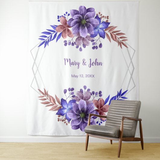 紫と青の水色のフローラ写真の背景 タペストリー (インサイチュ)