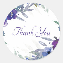 紫と青の水色のフローラ感謝していはクラス ラウンドシール