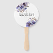 紫と青の水色のフローラ結婚の ハンドファン (裏面)