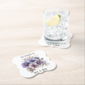紫と青の水色のフローラ結婚の ペーパーコースター (インサイチュ)