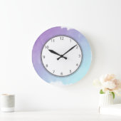 紫と青の水色の洗浄グレーの数字 ラージ壁時計 (ホーム)