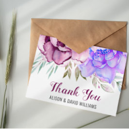 紫と青の水色の花のフローラ サンキューカード