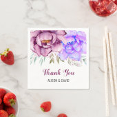 紫と青の水色の花のフローラ スタンダードカクテルナプキン (インサイチュ)